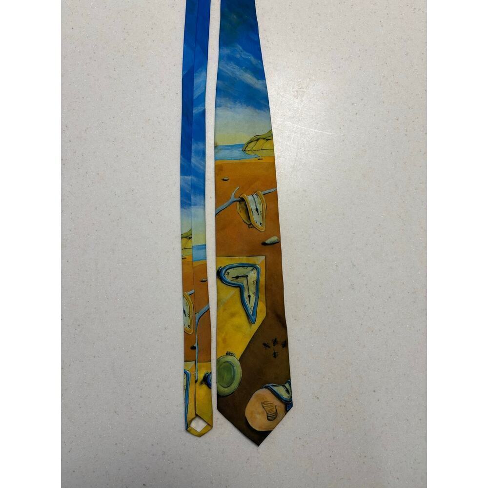 Ralph Marlin Salvador Dali The Persistence of Memory Silk Tie Surreal Art VTG - Picture 2 of 4